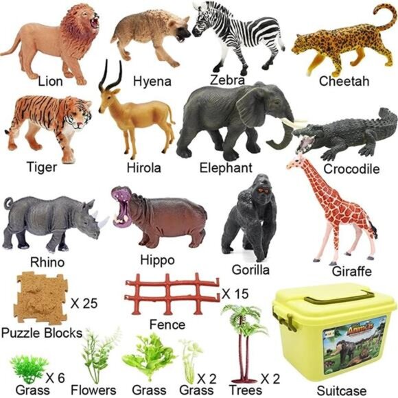 65PCS Safari Animals Figures Toys, Realistic Plastic Jungle Zoo Wild Animals - Picture 5 of 8